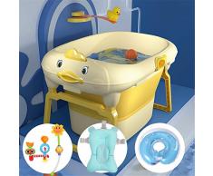 LHY BATHLEADER Baby Badewanne Faltbar, Baby Badewanne Mit Badematte/Schwimmring, Babydesign Badewanne Badespielzeug, Reisebadewanne, Gelb, (0-10 Alter)