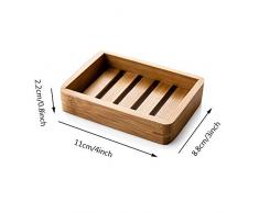 Kaxich 2 Stück Seifenschale Natürlicher Bambus Holz Seifenhalter Seifenkiste Seifenhalterung für Badezimmer Dusche Küche Waschbecken