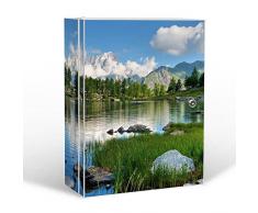 BANJADO Medizinschrank abschließbar / 35x46x15cm groß / Metall weiß mit Motiv Bergsee