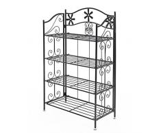 SONGMICS Badregal Blumentreppe schmiedeeisernes Gartenregal Pflanzenregal Blumenregal mit 4 Ablagen GFS103B