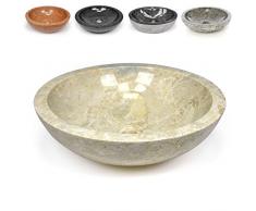 Divero Naturstein Aufsatz-Waschbecken Modena Handwaschbecken Waschschale Marmor Stein poliert rund beige Creme