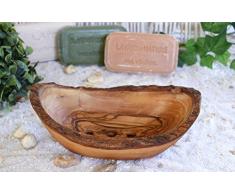 D.O.M. Seifenschale Rustikal aus Olivenholz in 3 Größen (10-11 cm)