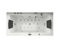 Jet-Line Whirlpool Badewanne Villa Eugenie II LED Sondermodell Düsen komplett innen beleuchtet Badewanne Spa Weiss Handbrause Armatur Kopfstützen Radio Heizung Vollausstattung XXL