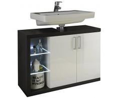 trendteam SR30503 Bad Waschbeckenunterschrank weiss, rauchsilber Nachbildung, BxHxT 90x66x12 cm