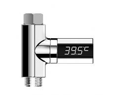 Duschthermometer,Badethermometer mit Led-Display, 360 Grad-drehbarer Shower Thermometer mit 1/2 Zoll Schlauch, Batterielose Wasser Dusche Temperatur mit Bereich der 5-85 Grad für Badezimme(As Show)