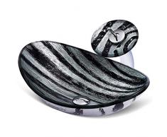 BCX Waschbecken Glaswaschbecken Haushalt über dem Waschtisch Einzelwaschbecken,Schwarz,55 * 36 * 11,5 cm