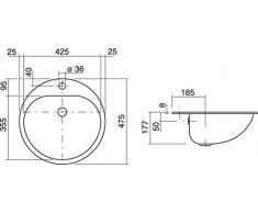 Alape Waschbecken EW 3 Weiß, ohne Überlauf