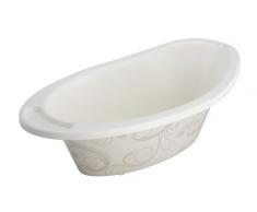 Rotho Babydesign Vintage StyLe! Badewanne, Mit Antirutschmatte und Ablaufstöpsel, 0-12 Monate, StyLe!, Weiß, 202110195AJ