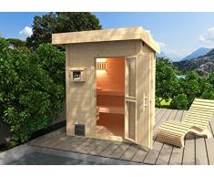 Weka Premium Naantali, mit Flachdach, 533.2020.80000 Saunahaus, Natur Unbehandelt, 248x211x253 cm