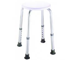 Trendmobil - Duschhocker DH30, Höhenverstellbar, Rutschsichere Gummifüße, Rostfrei, weiß