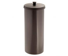 iDesign Kent Ersatzrollenhalter mit Deckel, freistehender und kompakter Toilettenpapierhalter für Ersatzrollen aus Kunststoff, bronzefarben