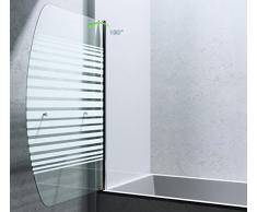 BxH: 90x140 cm Design Duschabtrennung/Duschwand für Ihre Badewanne Cortona112S,Badewannenaufsatz, 6mm ESG-Sicherheitsglas teilsatiniert, inkl. Nano-Beschichtung