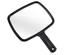 TRIXES Spiegel Hand - Salon Friseur Handspiegel - für Friseur und Beauty - für professionelle Friseure und Friseure - Schwarz - Weitwinkel - und Herrenfriseursalon-Handspiegel mit Griff