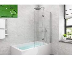 5 mm Badewannen Duschabtrennung Sicherheitsglas hell,Duschwand Duschabtrennung Nano Glas (110x140cm[BxH])