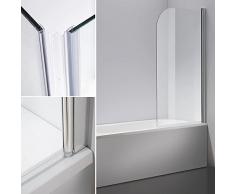 Melko® Duschabtrennung Badewannenaufsatz aus 5 mm ESG Sicherheitsglas, faltbar, 138,6 x 83,9 cm, Klarglas, inkl. Zubehör