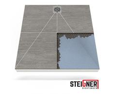 Duschelement MINERAL PLUS 2.Pos Duschboard befliesbar 100x120 cm DEZENTRALER Punkt Ablauf WAAGERECHT - EPS Bodenelement ebenerdig barrierefreie Duschwanne bodengleich