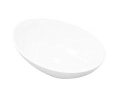 vidaXL Waschbecken Keramik Oval Weiß Waschschale Aufsatzwaschbecken Waschtisch