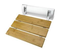 PrimeMatik - Duschklappsitz. Faltender Duschsitz. Duschstuhl aus Bambus Holz und Aluminium 320x328mm