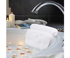 AmazeFan Badewannenkissen, Luxus Badewanne & Spa-Kissen mit 4D-Air-Mesh-Technologie und 7 Saugnäpfen. Stützfunktion für Kopf, Rücken, Schulter, Nacken. Geeignet für Badewannen, Whirlpools und Home Spa
