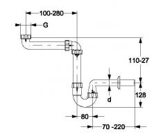 Waschtisch-Raumsparsiphon / Möbelsiphon 1 1/4 DN32