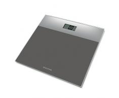 SALTER digitale Personenwaage, Badezimmerwaage, Ultraschlank, Gehärtetes Glas, Leicht lesbares Display, Step-On, hohe Präzision, silber