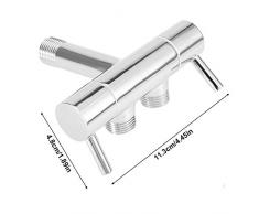 Verchromte Wandmontage, Eckventil, Doppel-Auslaufventil, Adapter, verstellbarer Durchfluss, Messing-Duschkopf, Wasserhahn, Ersatzteile für Badezimmer WC Waschbecken Wasserhähne