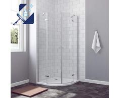 AQUABATOS® Duschkabine Runddusche Rahmenlos 90x90 x 195 cm Duschabtrennung Viertelkreis Duschtür Scharniertür mit Nano Beschichtung aus 6mm ESG Glas