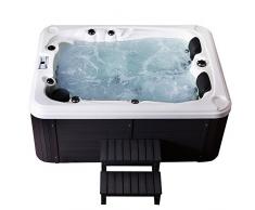 Home Deluxe - Outdoor Whirlpool - Beach inkl. Einstiegsleiter und Thermoabdeckung - Maße: 210 x 155 x 83 cm - Inkl. 51 Massagedüsen und 24 Lichtquellen
