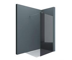 Sogood Luxus Duschwand Duschabtrennung Bremen2VG 120x200 Walk-In Dusche mit Stabilisator aus Echtglas 10mm ESG-Sicherheitsglas Klarglas inkl. Nanobeschichtung