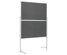 magnetoplan Moderationstafel klappbar Filz mit einklappbaren Standfüßen, inklusiv feststellbare Laufrollen, 120 x 150 cm, grau