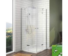 Meykoers Duschkabine Eckeinstieg 75x100cm Duschabtrennung Duschwand Glas Eckdusche aus 6mm ESG Sicherheitsglas Pendeltüren mit Beidseitiger Nano Beschichtung