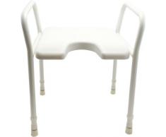 Duschhocker mit Armlehne, Farbe:weiß - Badehocker, Hocker, Duschstuhl, Duschsitz, Duschschemel