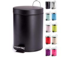 MSV Kosmetikeimer Schwarz matt Mülleimer Treteimer Abfalleimer - 3 Liter – mit herausnehmbaren Inneneimer Grau