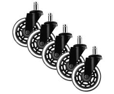 Casters 3Schwenkbarer PU-Bürostuhl-Rollenhalter - Ersatzrollen für Bürostuhl-Rollen - Hochleistungs-, Perfekter Ersatz für Schreibtischunterlagen - Rollerblade-Stil/Universal-Sitz (5-er Set)
