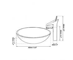 shuip Wasserhahn/Badausstattung rund blau gehärtetes Glas Waschbecken Waschbecken mit Nickel gebürstetem Bad Wasserhahn handbemaltem Glas Waschbecken Set