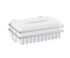 WENKO 22757100 Express-Loc Kosmetiktuch-Box Cali, Kosmetiktuchspender, Befestigen ohne bohren, Edelstahl rostfrei, 27.5 x 9.5 x 18 cm, Glänzend