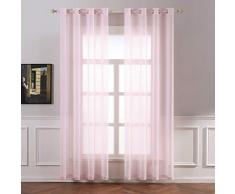 MIULEE 2er Set Sheer Voile Vorhang mit Ösen Transparente Gardine aus Voile Polyester Ösenschal Transparent Wohnzimmer Luftig Dekoschal für Schlafzimmer 140 X 175 cm (B x H), Rod Pocket Baby Rosa