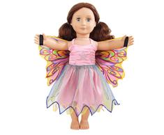 Dreamy Dress-Ups 71029 Doll Dress, Fairy Rainbow, Regenbogenfee, Puppenkleidchen mit Flügeln für 18”/46 cm Puppen (American Girl Doll, Our Generation, usw.)