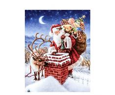 No-brand Malen nach Zahlen Weihnachtsmann und Elch DIY Ölgemälde für Kinder Erwachsene Anfänger Rahmen Dekoration 40 * 420 cm ohne Rahmen