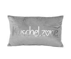 PremiumShop321 Dekokissen Kuschelkissen Kuschelzone grau/Silber Samt-Optik 30x50 cm Kissen incl. Füllung