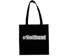 Tasche#StoffhundGröße38x42FarbeSchwarzDruckWeiss