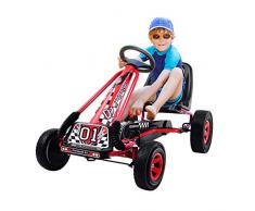 GOPLUS GoKart Go Cart Kettcar Tretauto Tretfahrzeug mit Gummireifen Farbwahl (rot)