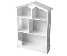 Leomark Bücherregal Holzhaus Kinderzimmer Wandregal Haus Weiß Regal in Haus-Form Dekorativer Setzkasten Haus aus Holz mit 5 Fächern