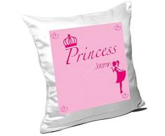 Kissen mit Namen Jasmin und süßem Prinzessin-Motiv für Mädchen - Namenskissen personalisiert - Kuschelkissen - Schmusekissen
