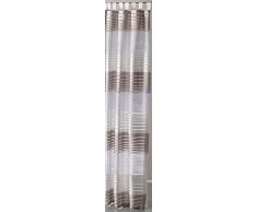 Gardine halbtransparent Vorhang Schlaufenschal mit chic schimmernden Querstreifen in perlmutt-weiß HxB 245x140 cm hochwertige weichfliesende Qualität mit schönem Fall ...auspacken, aufhängen, fertig! Dekoschal Typ202