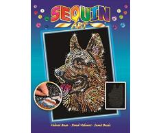 MAMMUT 8041807 - Sequin Art Paillettenbild Schäferhund, Steckbild, Bastelset mit Styropor-Rahmen, samtige Bildvorlage, Pailletten, Steckstiften, Anleitung, für Kinder ab 8 Jahre
