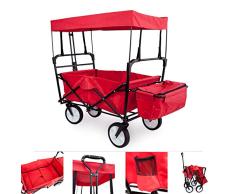 Grafner Bollerwagen faltbar mit Dach, bis 90 kg Tragkraft, 360° Vollgummi Räder und XXL-Außentasche - optimal für Ausflüge, Strand, Festivals, Garten und Wald