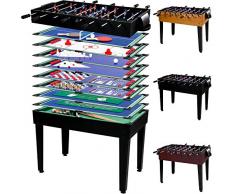 Maxstore Multigame Spieletisch Mega 15 in 1, inkl. komplettem Zubehör, Spieltisch mit Kickertisch, Billardtisch, Tischtennis, Speed Hockey UVM. in schwarzem Holzdekor