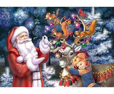 No-brand DIY Malen nach Zahlen Kinder Weihnachtsmann und Kinder Malen nach Zahlen Erwachsene Anfänger Leinen Leinwand Acryl Anzahl Malerei Geschenke 16x468 Zoll ohne Rahmen