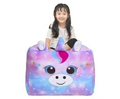 Basumee Einhorn Sitzsack Kinder Kuscheltier Aufbewahrungstasche Stofftier Aufbewahrung Tasche, Nur Tasche, Kein Füller